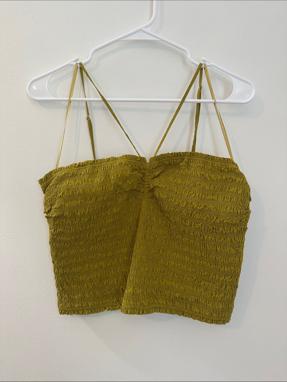Madewell Poplin Smocked Halter Crop Top